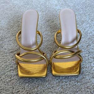 SHEIN Gold Strappy Heels